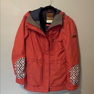 Roxy Coral Hooded Jacket with Patterned Elbow Panels
